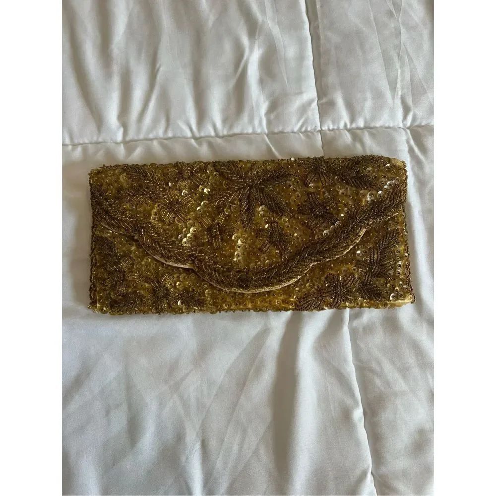 Gold beaded clutch prom or special occasion